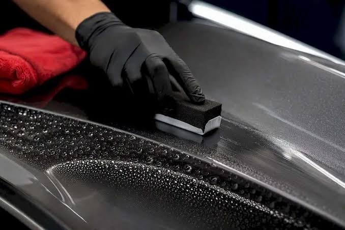 Water beading on ceramic coated vehicle paint